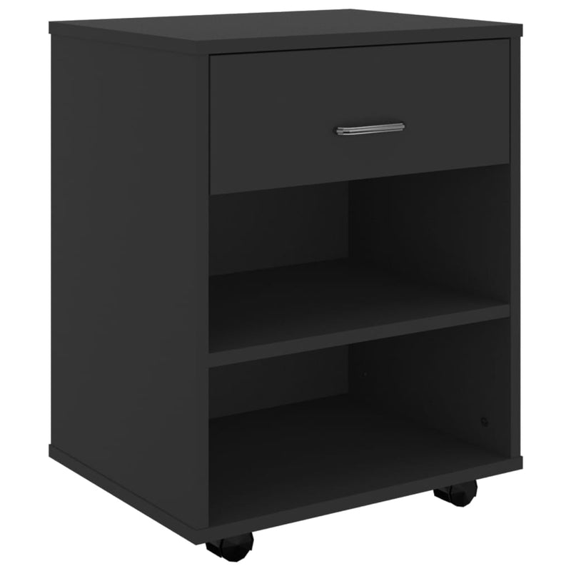 vidaXL fekete szerelt fa kerekes szekrény 46x36x59 cm