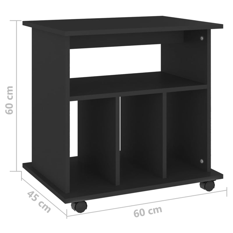 vidaXL fekete szerelt fa kerekes szekrény 60 x 45 x 60 cm