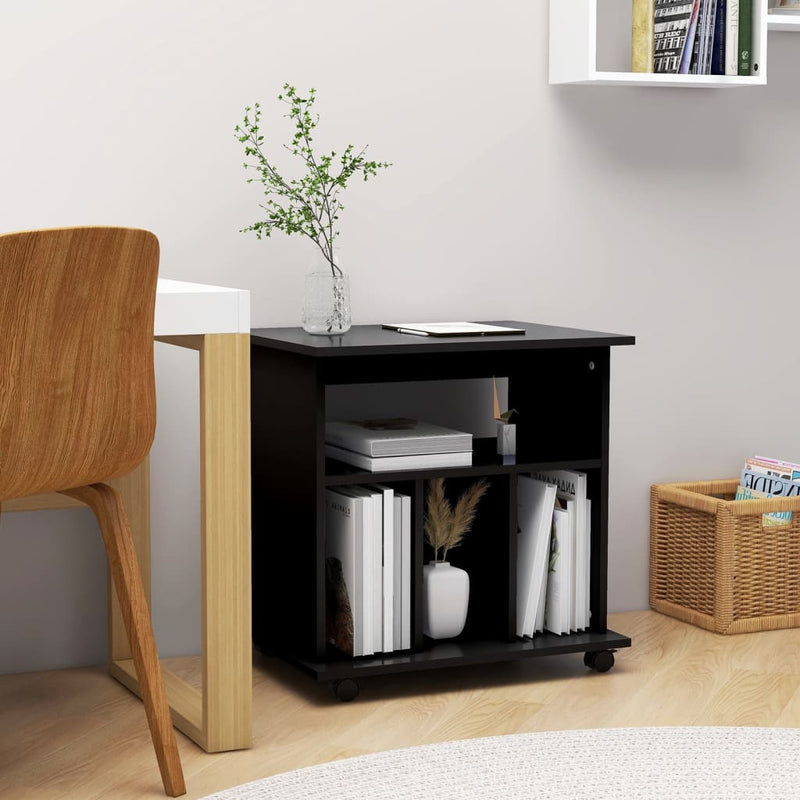 vidaXL fekete szerelt fa kerekes szekrény 60 x 45 x 60 cm