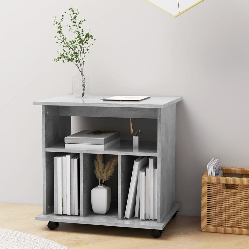 vidaXL betonszürke szerelt fa kerekes szekrény 60 x 45 x 60 cm