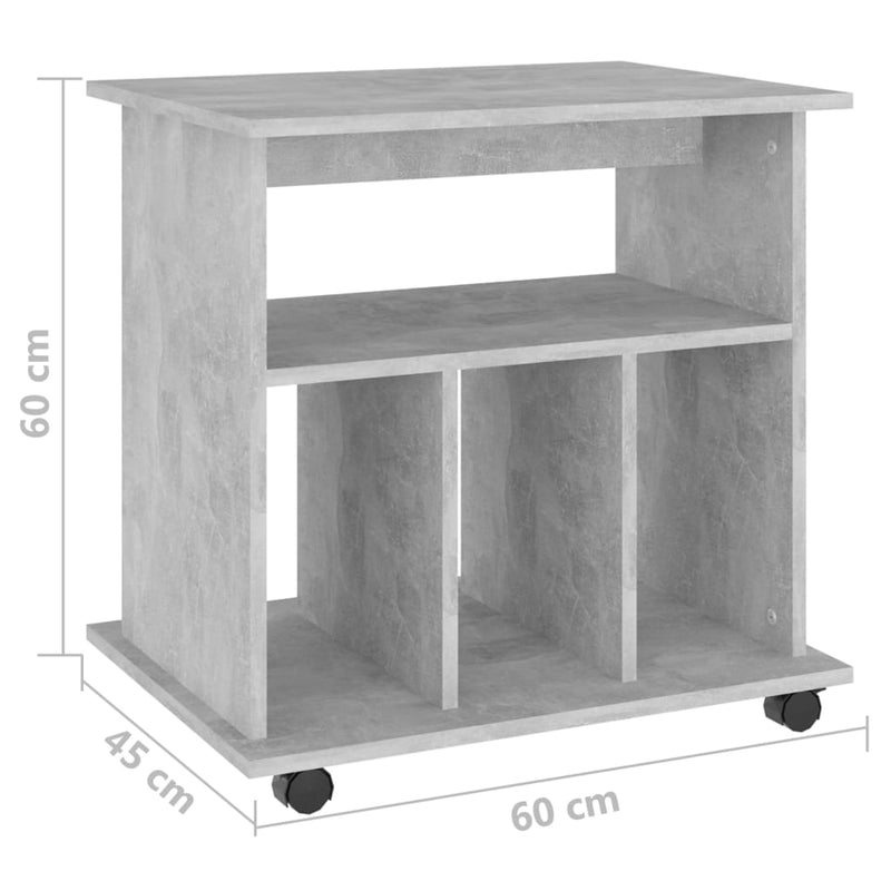 vidaXL betonszürke szerelt fa kerekes szekrény 60 x 45 x 60 cm