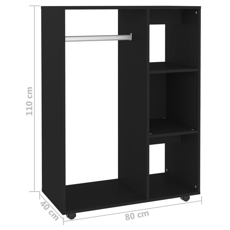 vidaXL fekete szerelt fa ruhásszekrény 80 x 40 x 110 cm