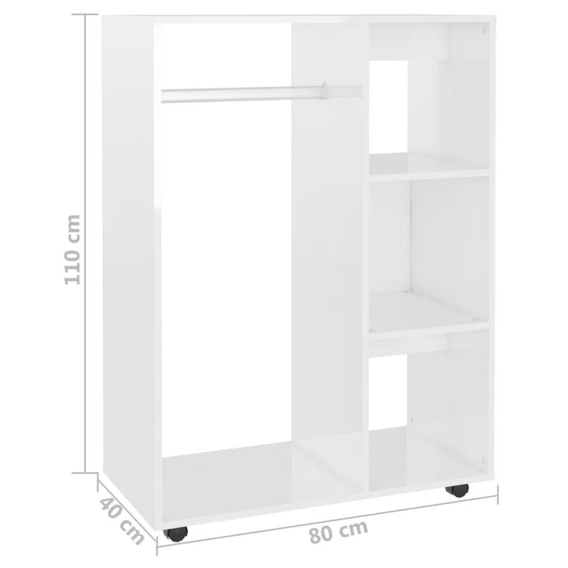 vidaXL magasfényű fehér szerelt fa ruhásszekrény 80 x 40 x 110 cm
