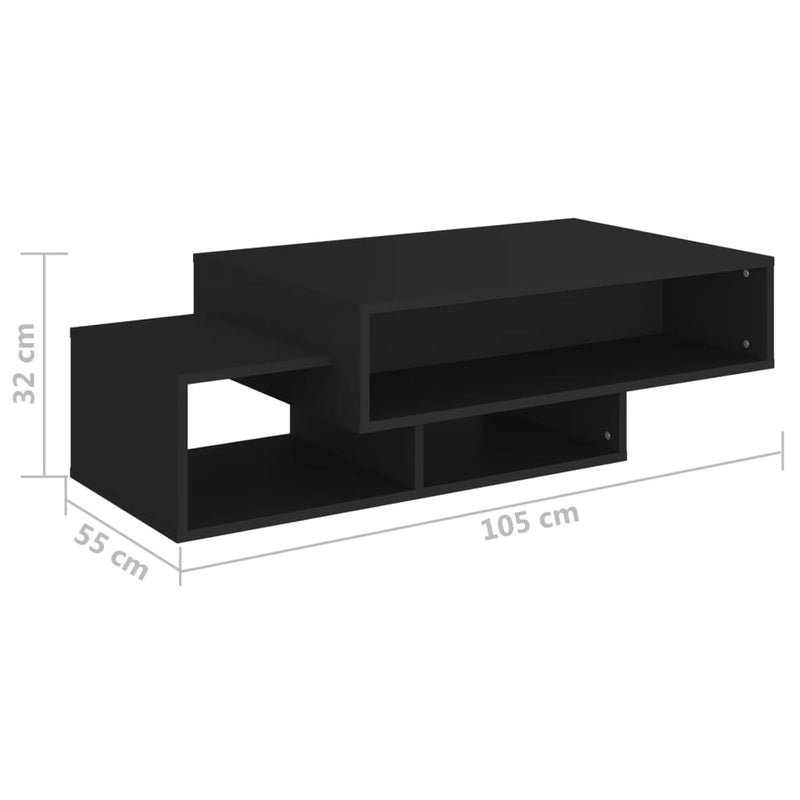 vidaXL fekete szerelt fa dohányzóasztal 105 x 55 x 32 cm