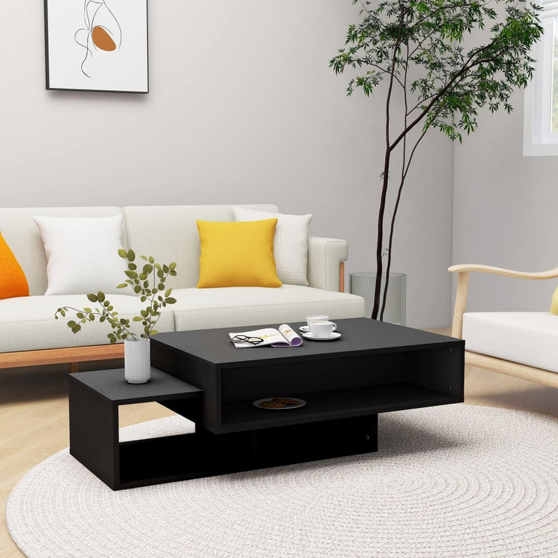 vidaXL fekete szerelt fa dohányzóasztal 105 x 55 x 32 cm