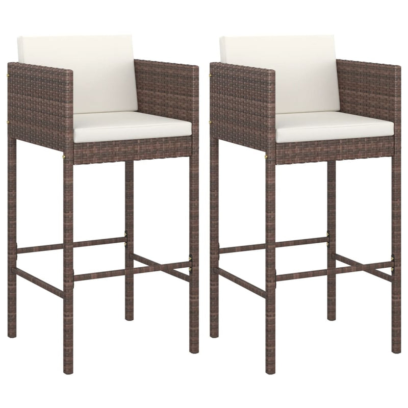 vidaXL 2 db barna polyrattan bárszék párnával