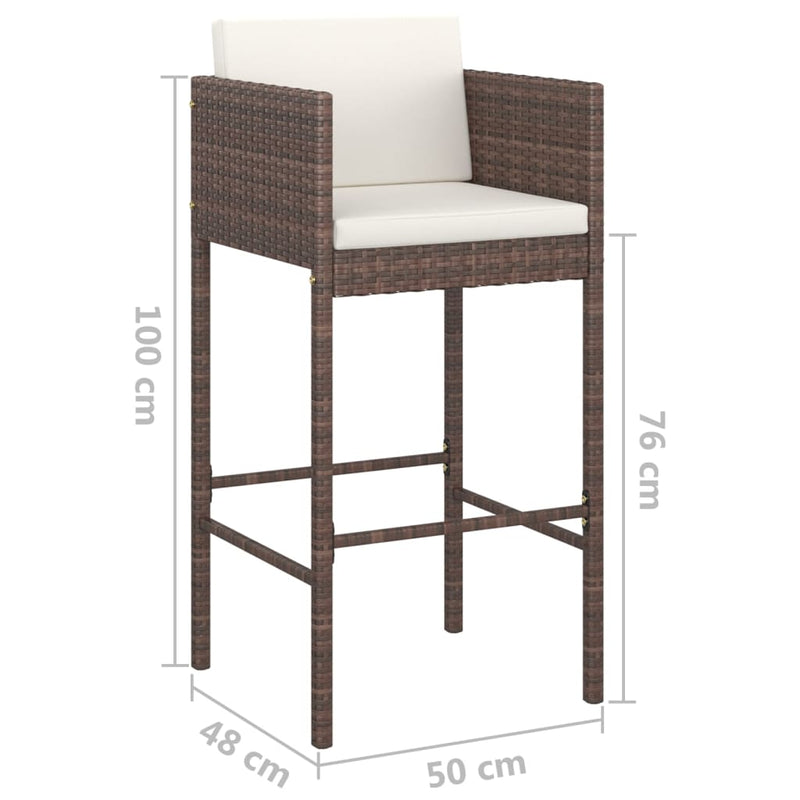 vidaXL 2 db barna polyrattan bárszék párnával