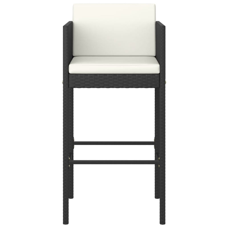 vidaXL 2 db fekete polyrattan bárszék párnával