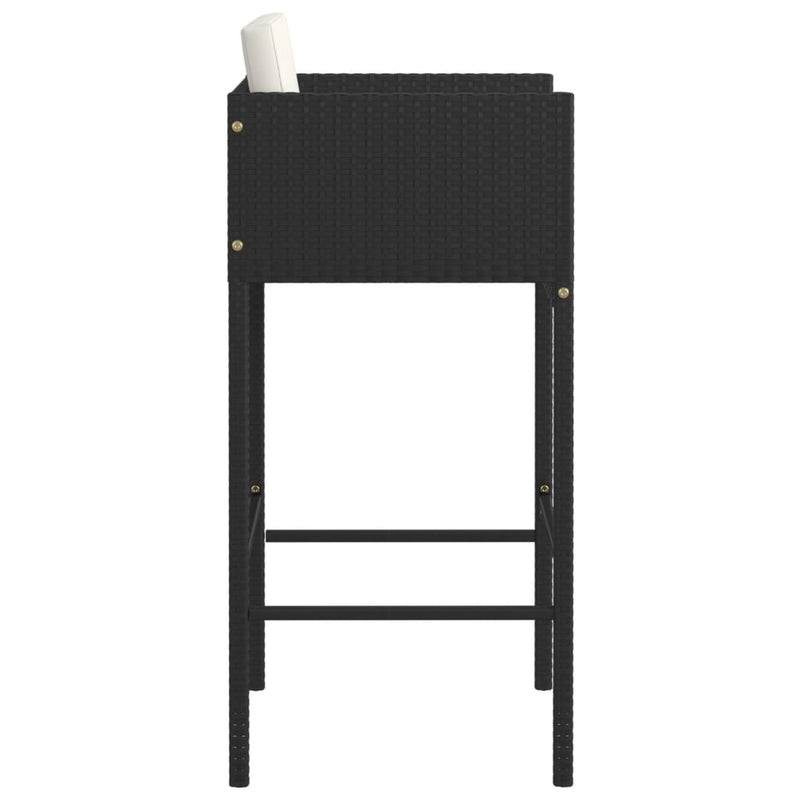 vidaXL 2 db fekete polyrattan bárszék párnával