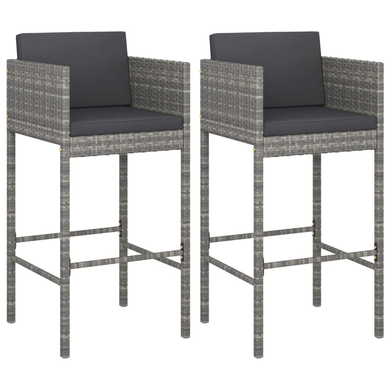 vidaXL 2 db szürke polyrattan bárszék párnával