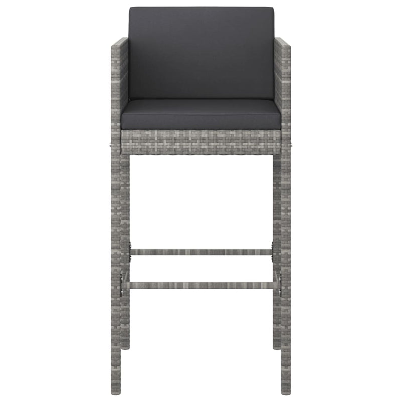 vidaXL 2 db szürke polyrattan bárszék párnával