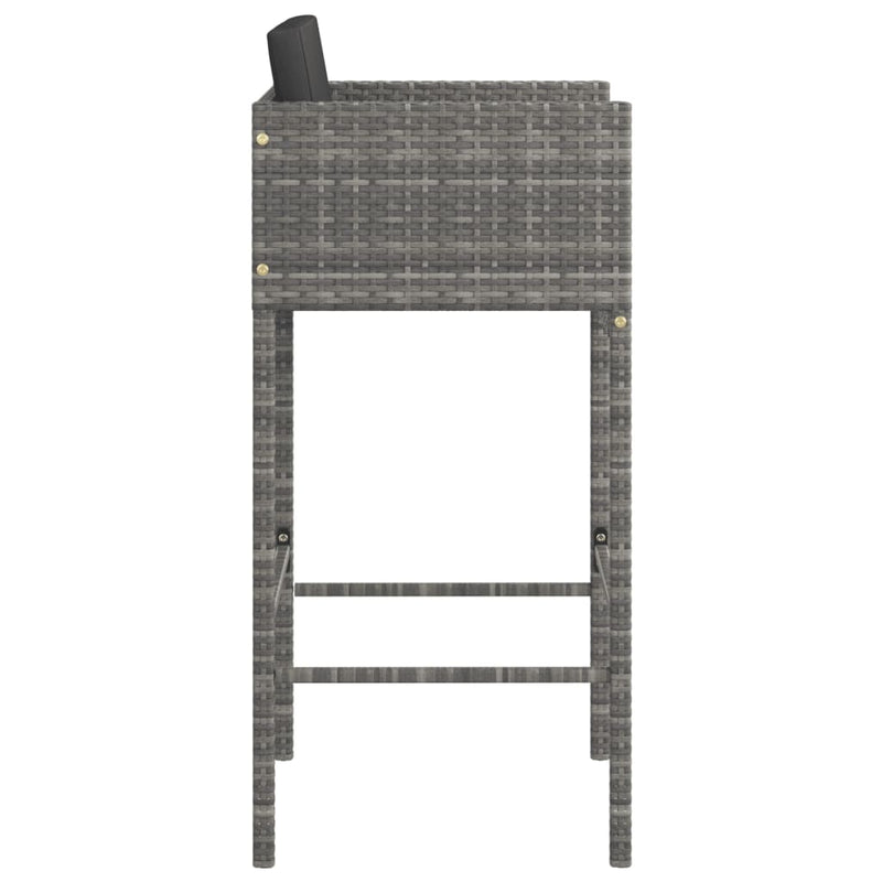 vidaXL 2 db szürke polyrattan bárszék párnával