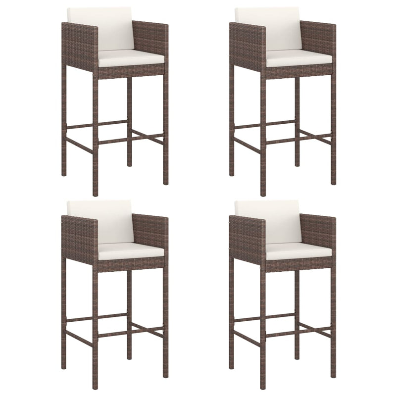 vidaXL 4 db barna polyrattan bárszék párnákkal