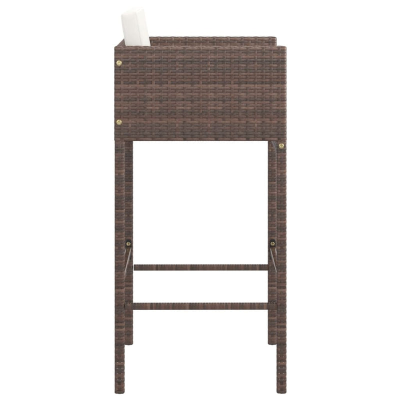 vidaXL 4 db barna polyrattan bárszék párnákkal
