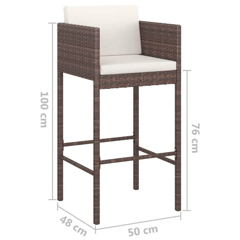 vidaXL 4 db barna polyrattan bárszék párnákkal