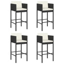 vidaXL 4 db fekete polyrattan bárszék párnával
