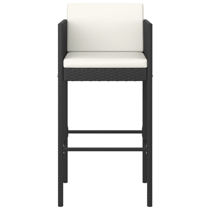 vidaXL 4 db fekete polyrattan bárszék párnával
