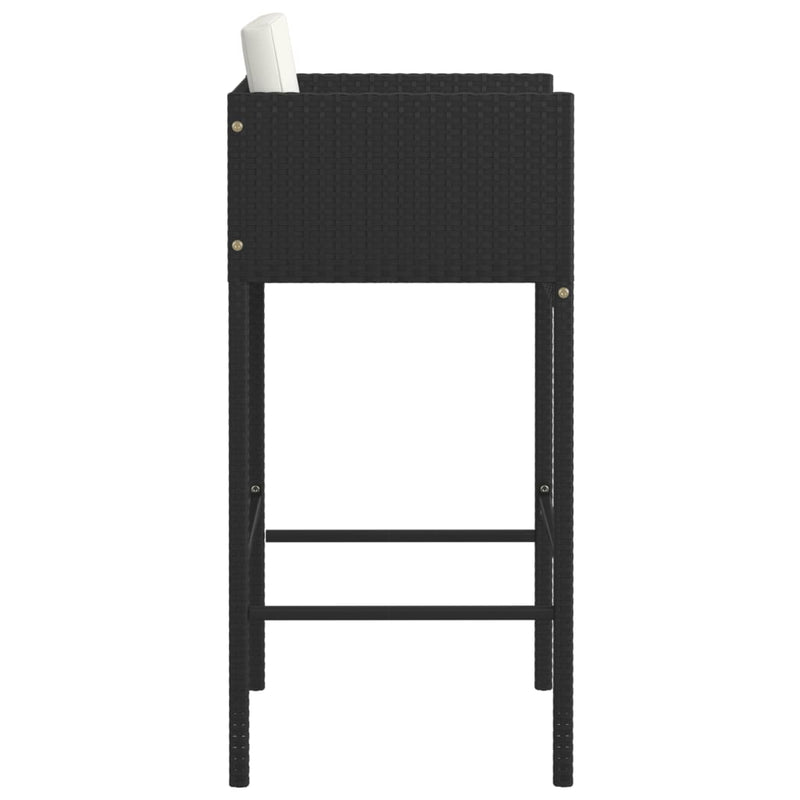 vidaXL 4 db fekete polyrattan bárszék párnával