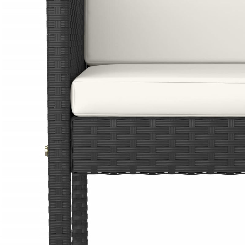 vidaXL 4 db fekete polyrattan bárszék párnával