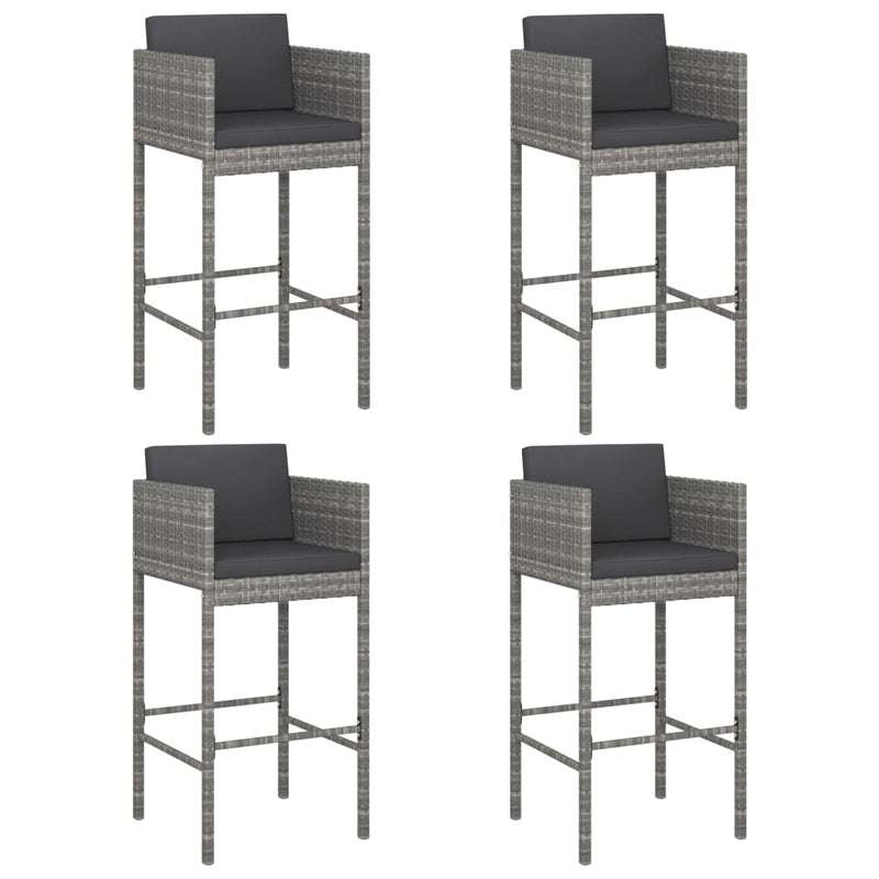 vidaXL 4 db szürke polyrattan bárszék párnával
