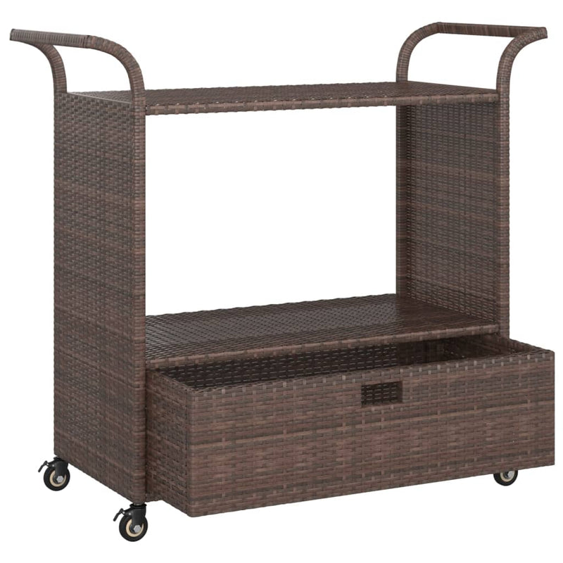 vidaXL barna polyrattan bárkocsi fiókkal 100 x 45 x 97 cm