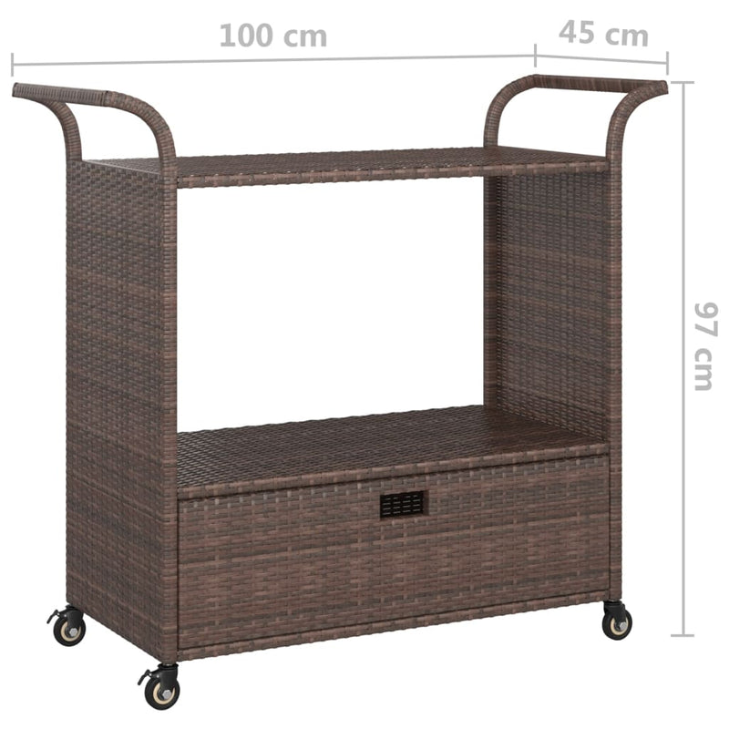 vidaXL barna polyrattan bárkocsi fiókkal 100 x 45 x 97 cm