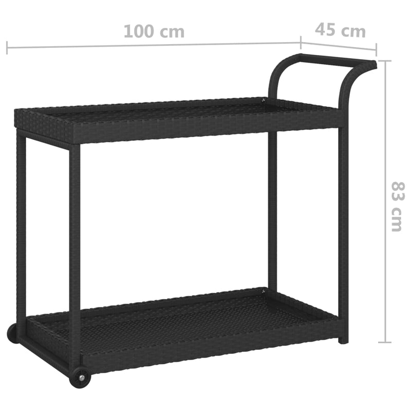 vidaXL fekete polyrattan bárkocsi 100 x 45 x 83 cm