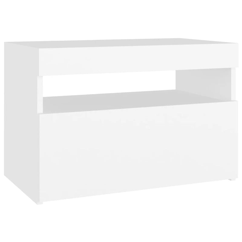 vidaXL 2 db fehér éjjeliszekrény LED-lámpákkal 60x35x40 cm szerelt fa