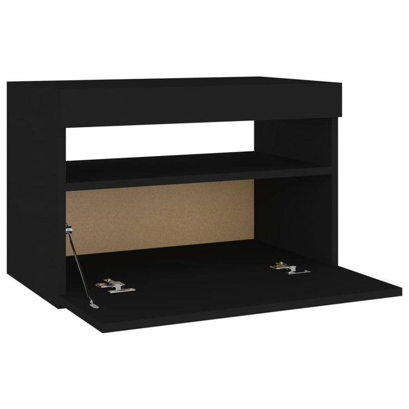 vidaXL 2 db fekete éjjeliszekrény LED-lámpákkal 60x35x40 cm szerelt fa
