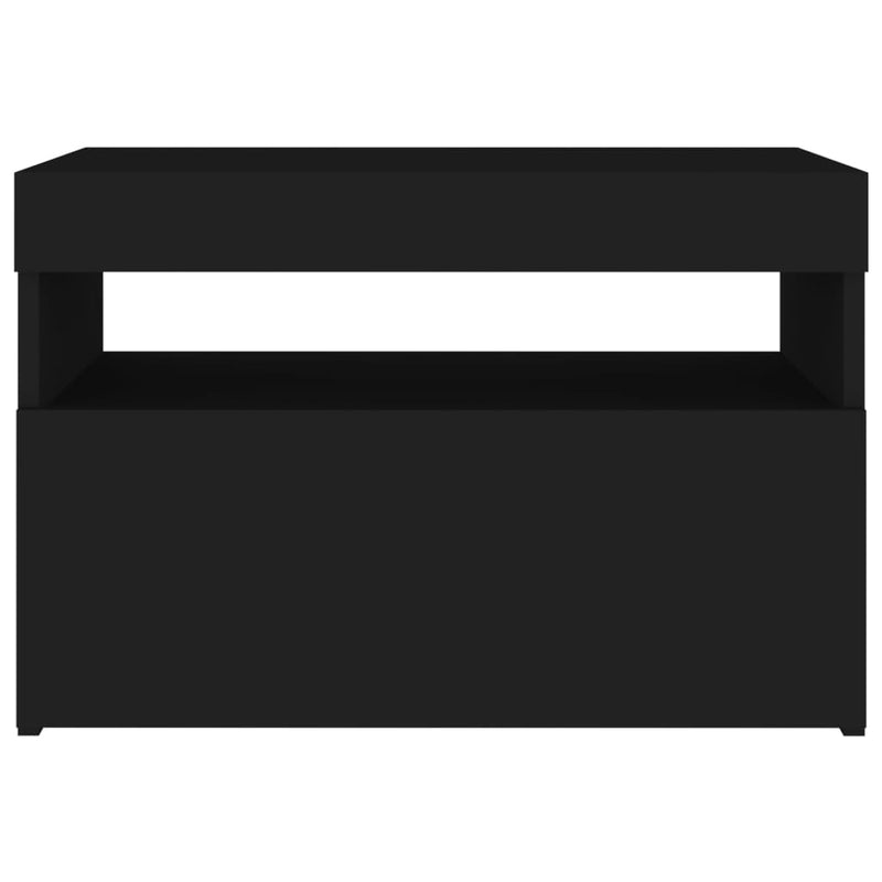 vidaXL 2 db fekete éjjeliszekrény LED-lámpákkal 60x35x40 cm szerelt fa