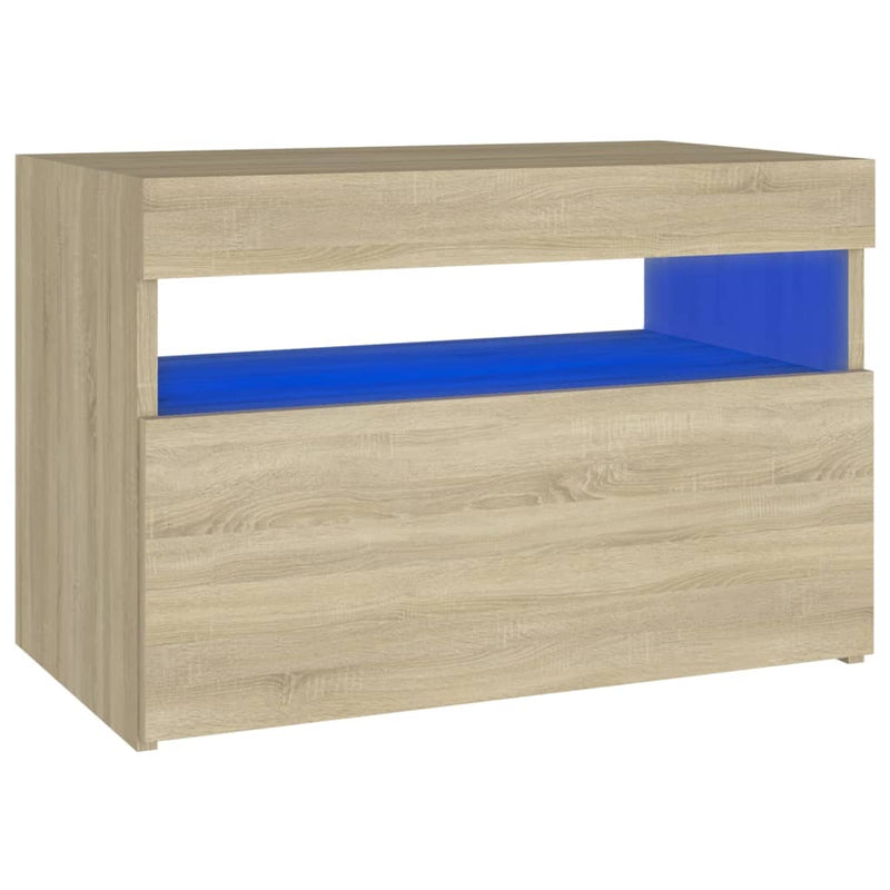 vidaXL sonoma tölgyszínű éjjeliszekrény LED-lámpákkal 60x35x40 cm
