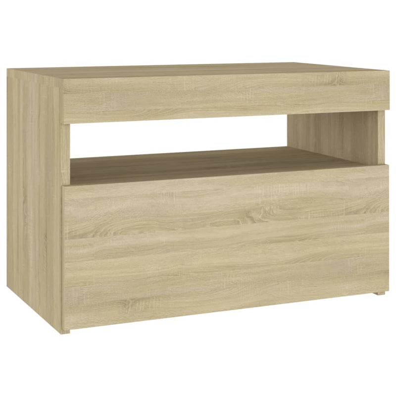 vidaXL sonoma tölgyszínű éjjeliszekrény LED-lámpákkal 60x35x40 cm