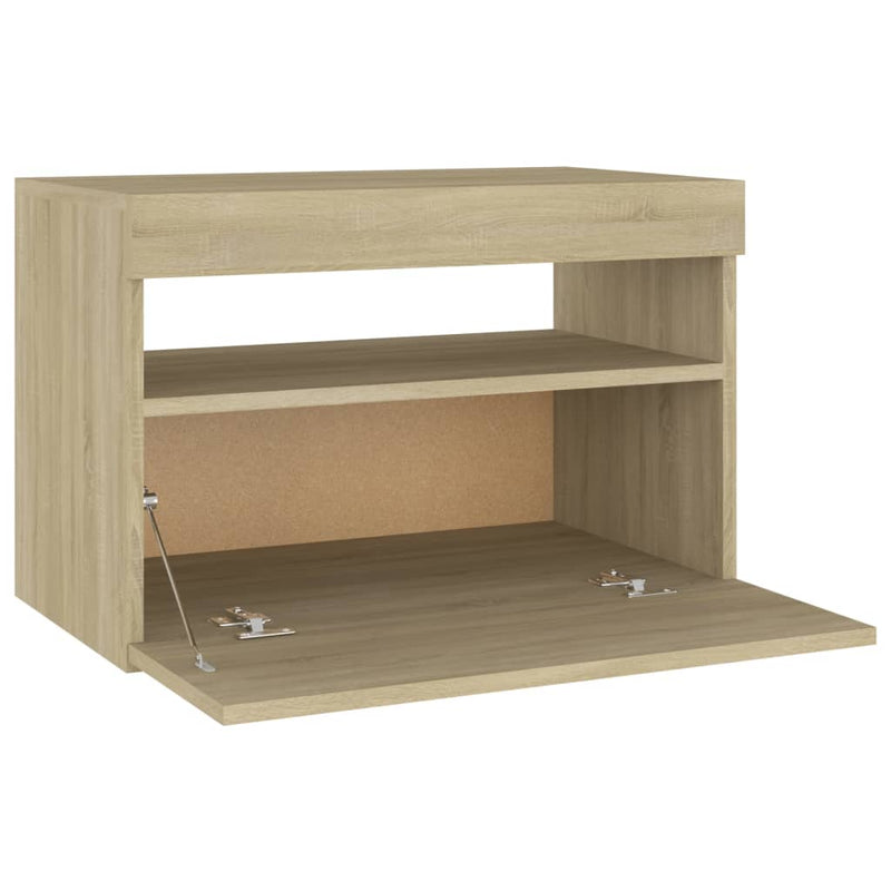 vidaXL sonoma tölgyszínű éjjeliszekrény LED-lámpákkal 60x35x40 cm