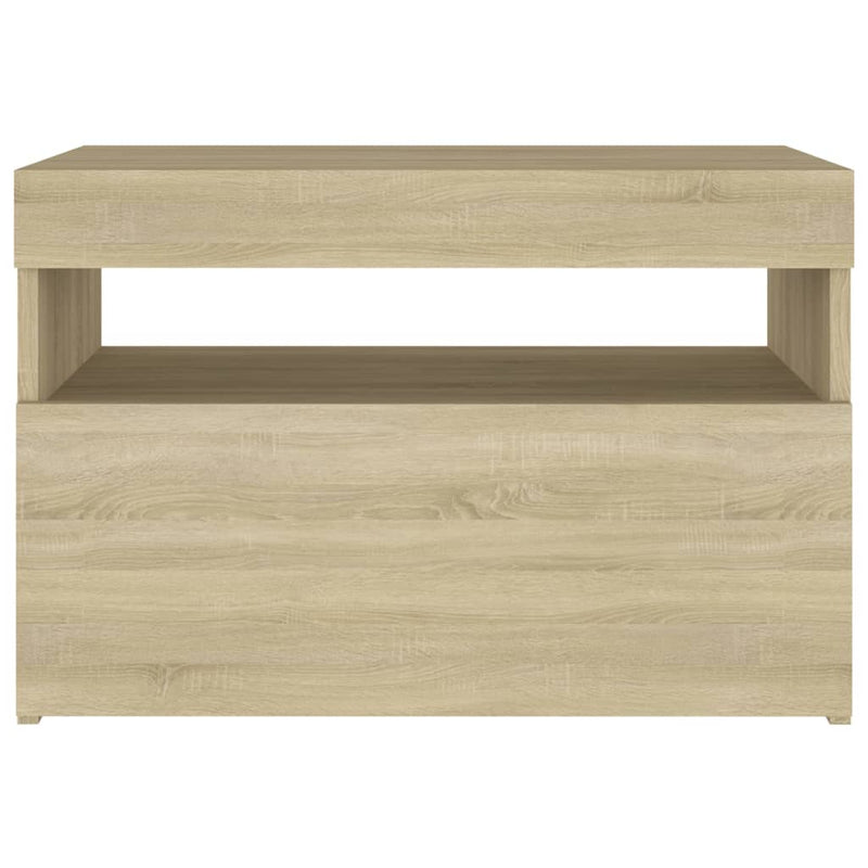 vidaXL sonoma tölgyszínű éjjeliszekrény LED-lámpákkal 60x35x40 cm