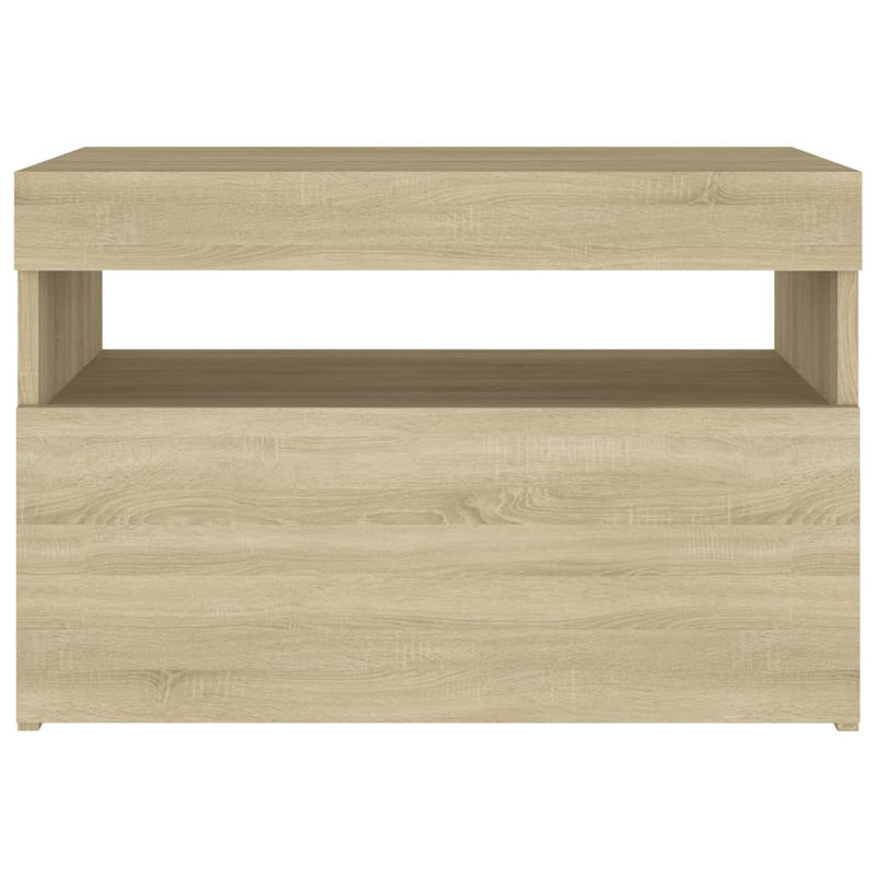 vidaXL 2 db sonoma tölgyszínű éjjeliszekrény LED-lámpákkal 60x35x40 cm