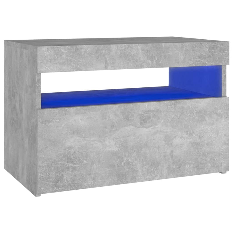 vidaXL betonszürke éjjeliszekrény LED-lámpákkal 60 x 35 x 40 cm