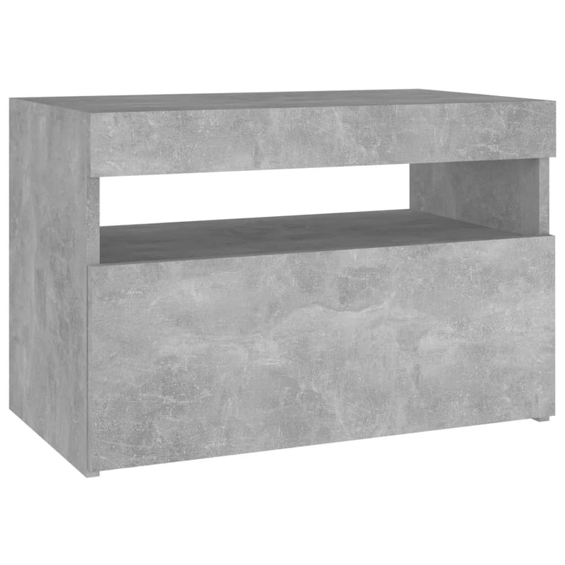 vidaXL betonszürke éjjeliszekrény LED-lámpákkal 60 x 35 x 40 cm