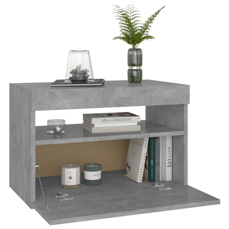 vidaXL 2 db betonszürke éjjeliszekrény LED-lámpákkal 60 x 35 x 40 cm