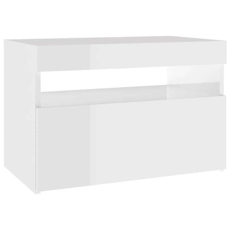 vidaXL 2 db magasfényű fehér éjjeliszekrény LED-lámpákkal 60x35x40 cm