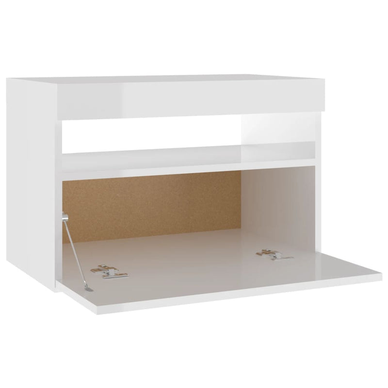 vidaXL 2 db magasfényű fehér éjjeliszekrény LED-lámpákkal 60x35x40 cm