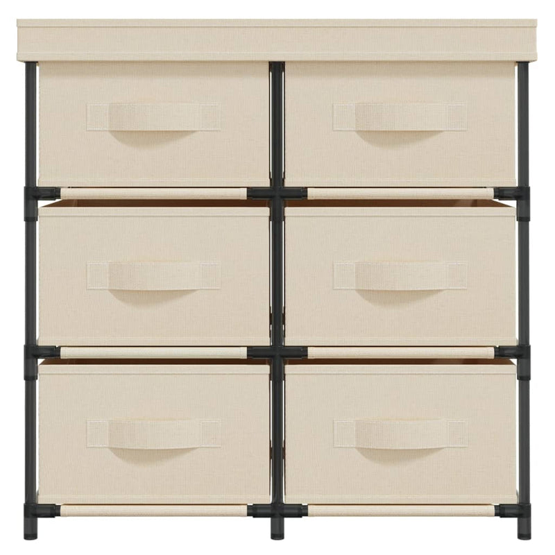 vidaXL 6 fiókos krémszínű acél tárolószekrény 55 x 29 x 55 cm