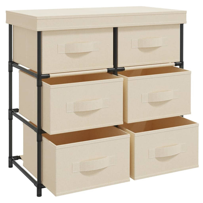 vidaXL 6 fiókos krémszínű acél tárolószekrény 55 x 29 x 55 cm