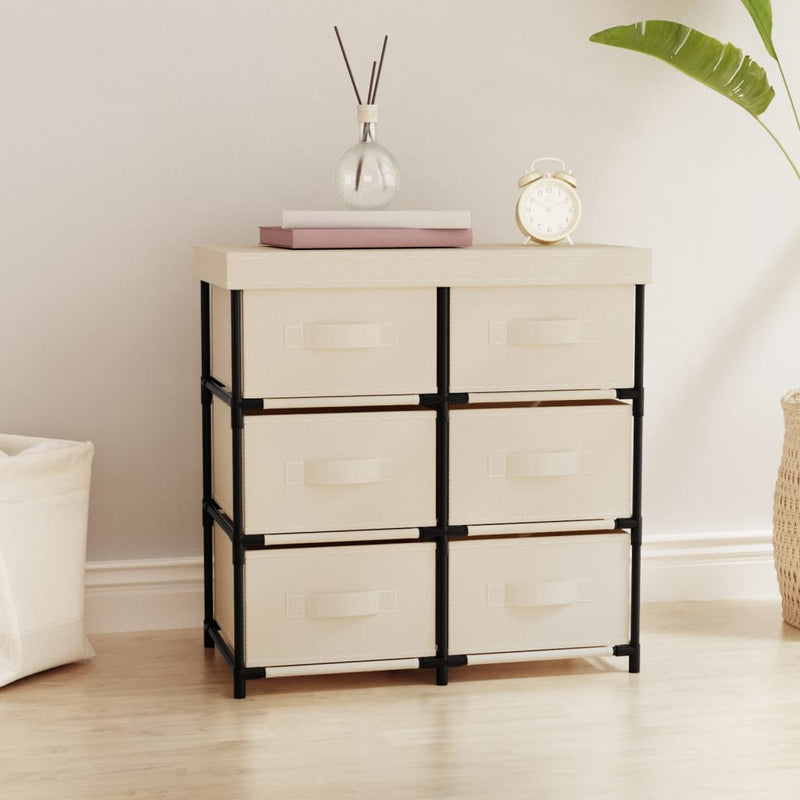 vidaXL 6 fiókos krémszínű acél tárolószekrény 55 x 29 x 55 cm