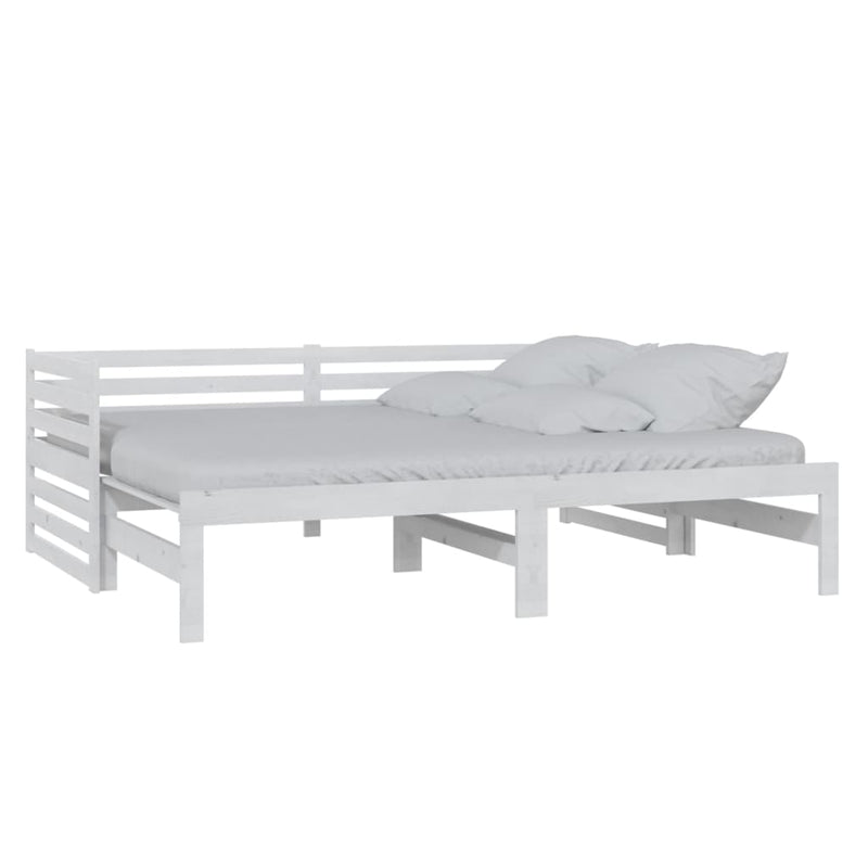 vidaXL fehér tömör fenyőfa kihúzható kanapéágy 2 x (90 x 200) cm