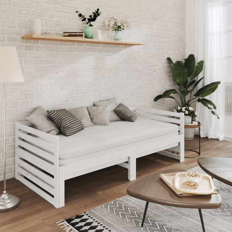 vidaXL fehér tömör fenyőfa kihúzható kanapéágy 2 x (90 x 200) cm