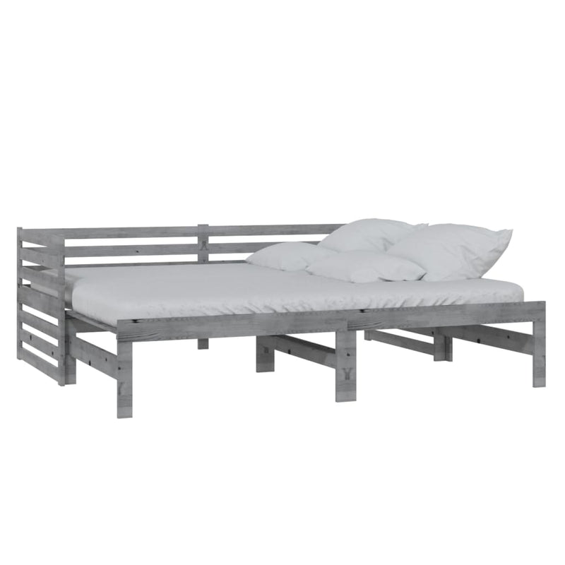 vidaXL szürke tömör fenyőfa kihúzható kanapéágy 2 x (90 x 200) cm