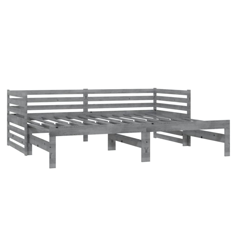 vidaXL szürke tömör fenyőfa kihúzható kanapéágy 2 x (90 x 200) cm