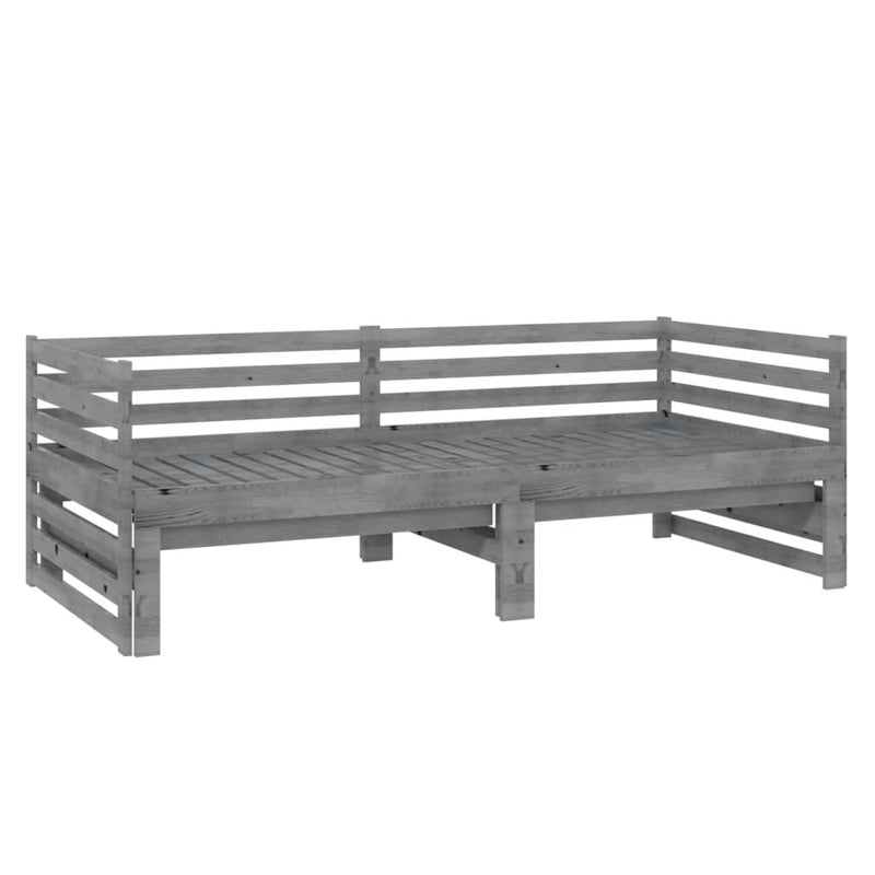vidaXL szürke tömör fenyőfa kihúzható kanapéágy 2 x (90 x 200) cm