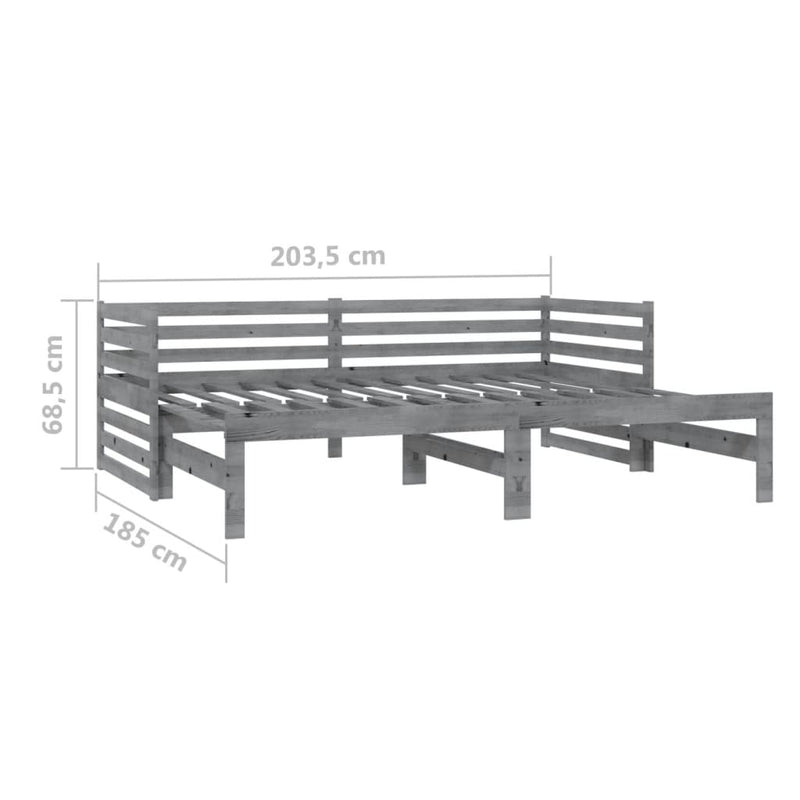 vidaXL szürke tömör fenyőfa kihúzható kanapéágy 2 x (90 x 200) cm