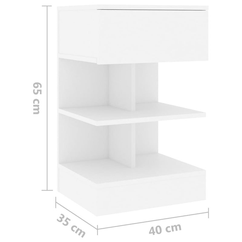 vidaXL 2 db fehér szerelt fa éjjeliszekrény 40 x 35 x 65 cm